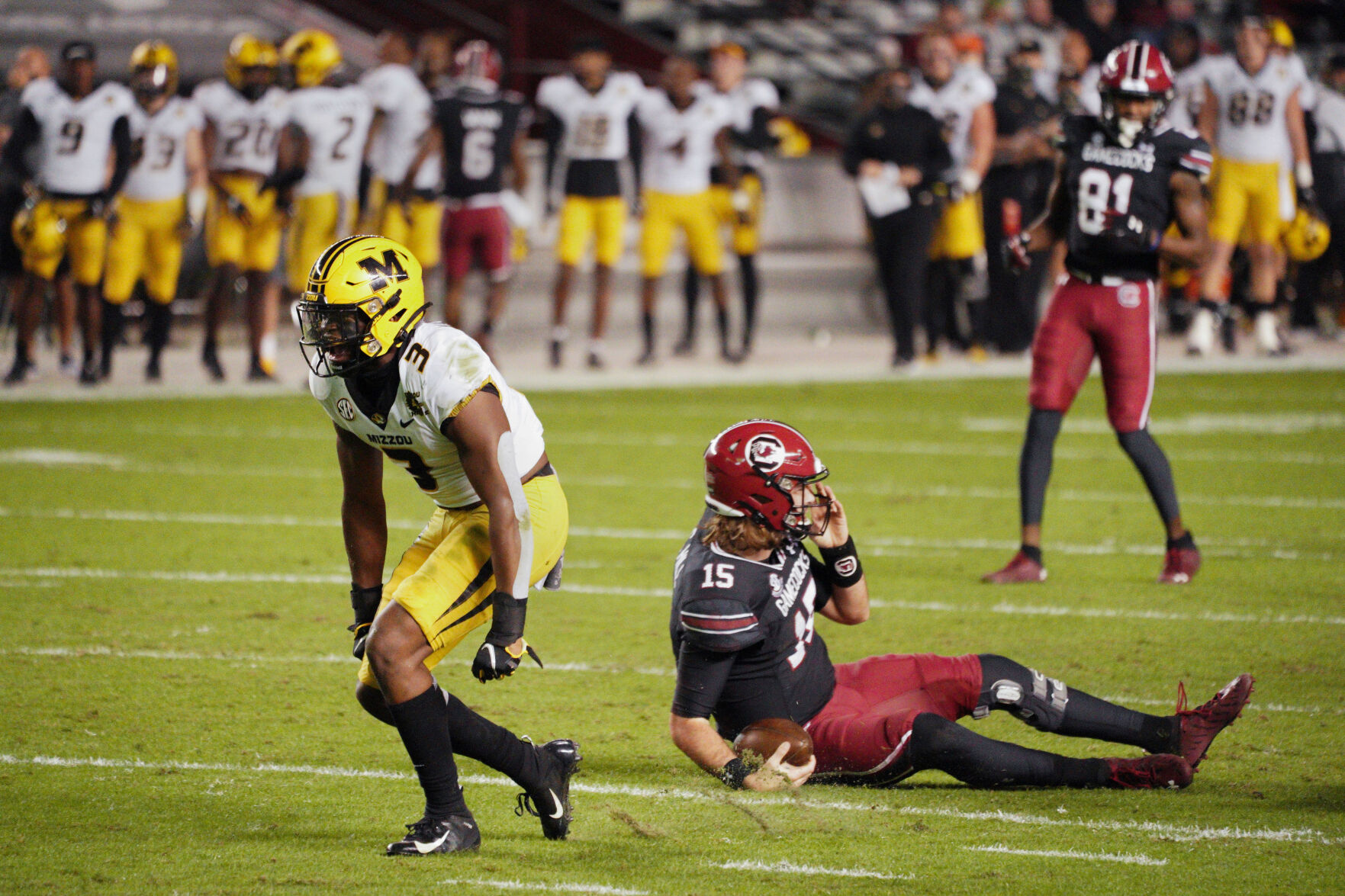 Martez Manuel celebrates a sack
